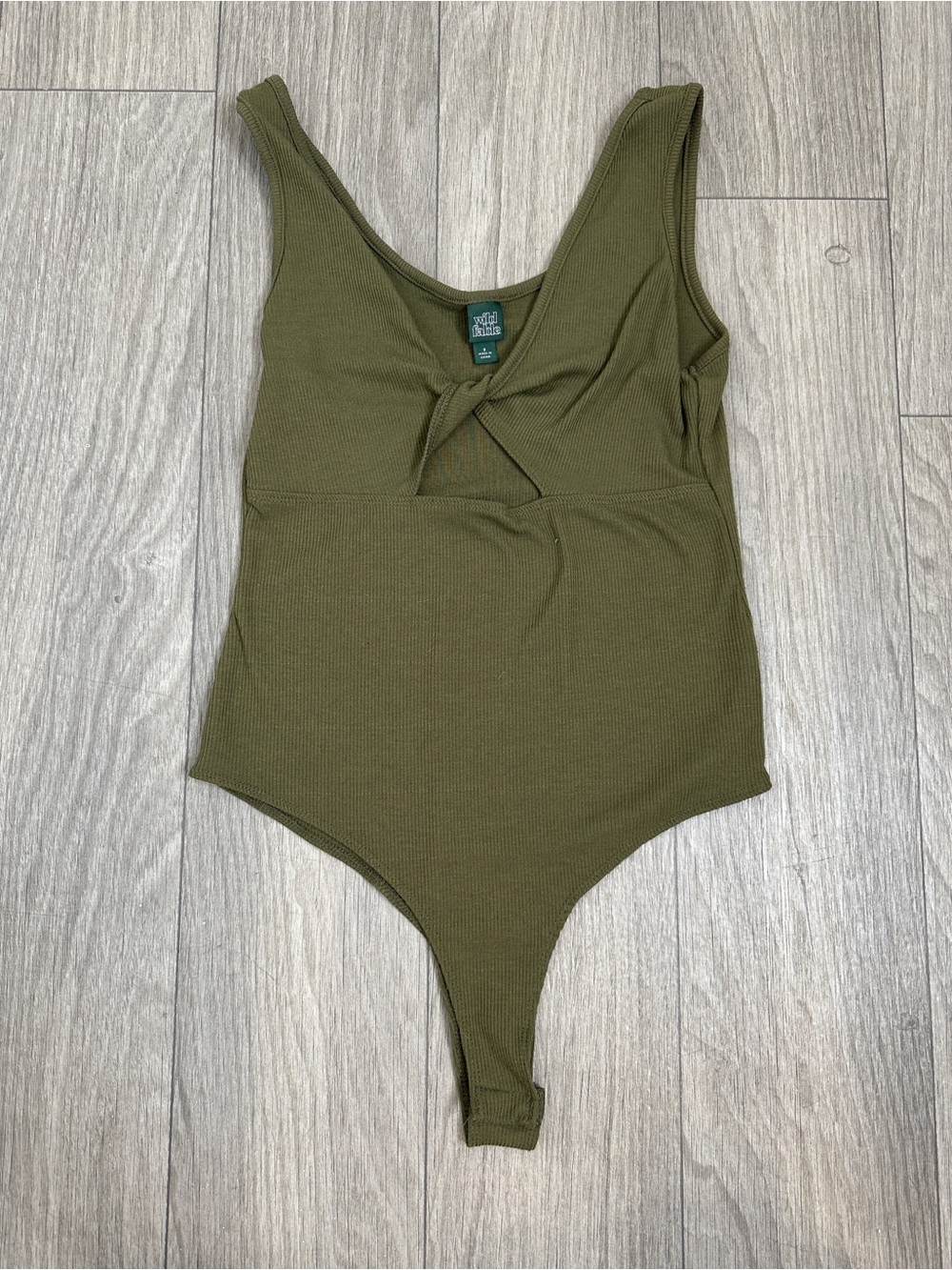 Wild Fable Olive Green Ribbed Cutout Bodysuit Size Small
